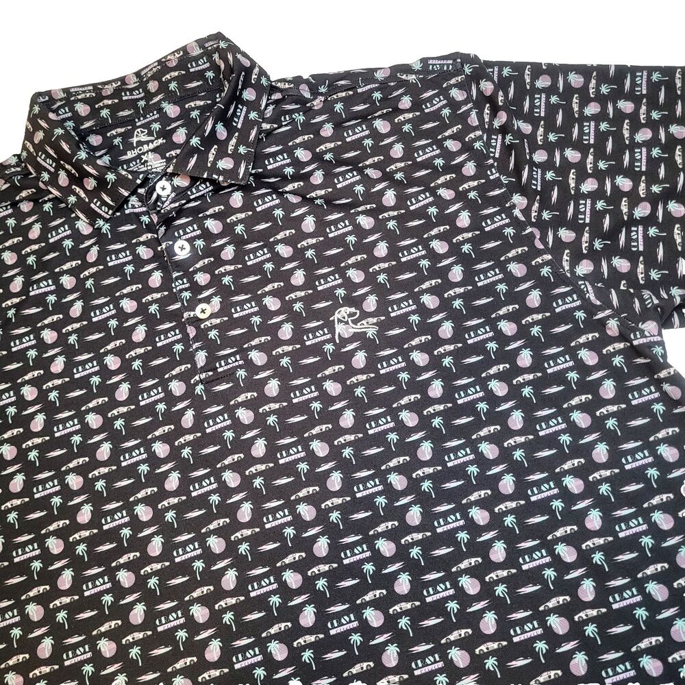 Rhoback The Dade Miami Vice Polo Golf Shirt Men's XL Crave Performance Retro